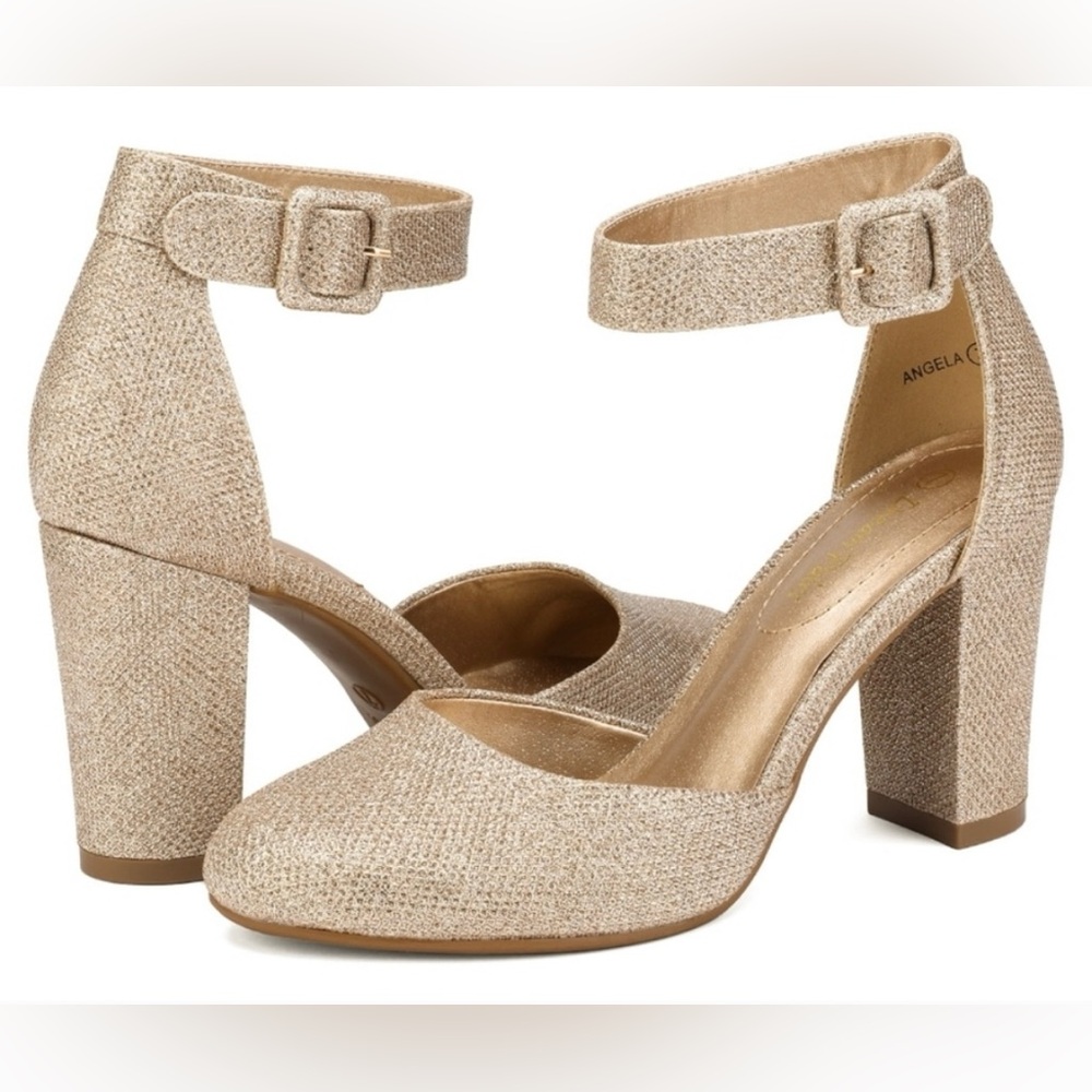 Dream Pairs Gold Ankle Strap Heels